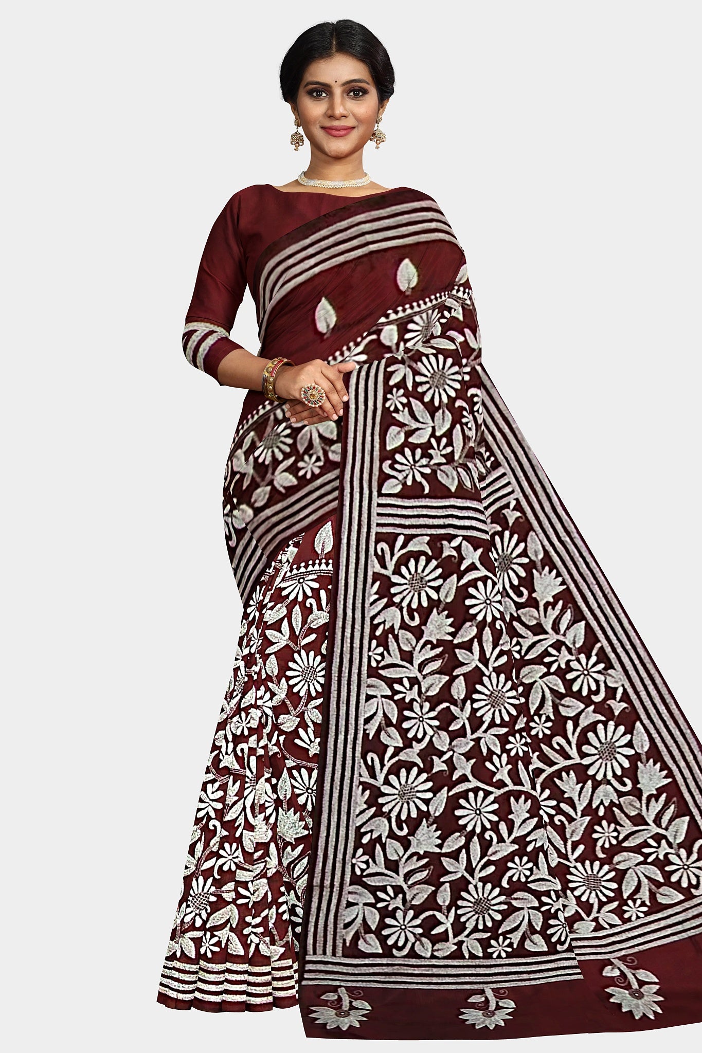 Kantha Stitch: Stylish Blended Silk Saree showcasing Traditional Artistry in Modern Indian Fashion with BP