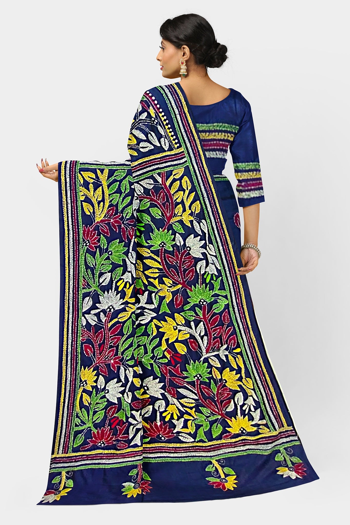 Kantha Stitch: Stylish Blended Silk Saree showcasing Traditional Artistry in Modern Indian Fashion with BP