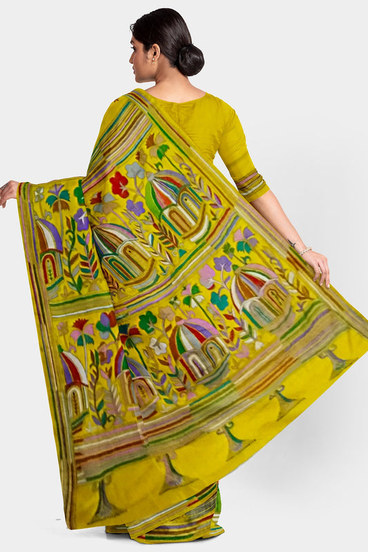 Kantha Stitch: Stylish Blended Silk Saree showcasing Traditional Artistry in Modern Indian Fashion with BP