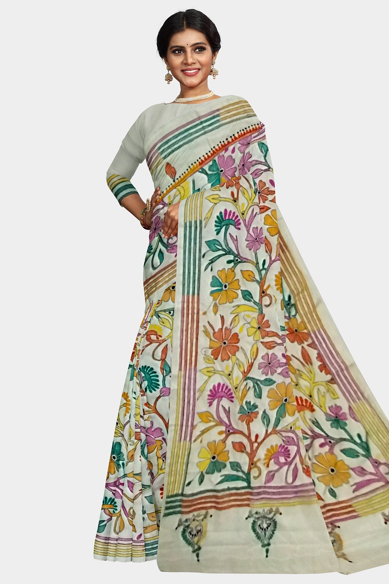 Kantha Stitch: Stylish Blended Silk Saree showcasing Traditional Artistry in Modern Indian Fashion with BP