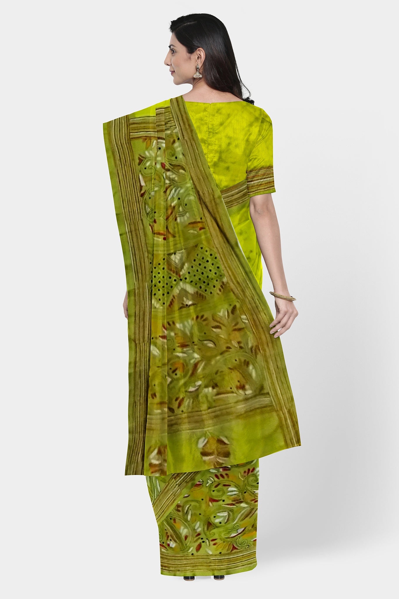 Kantha Stitch: Stylish Blended Silk Batik Saree showcasing Traditional Artistry in Modern Indian Fashion with BP