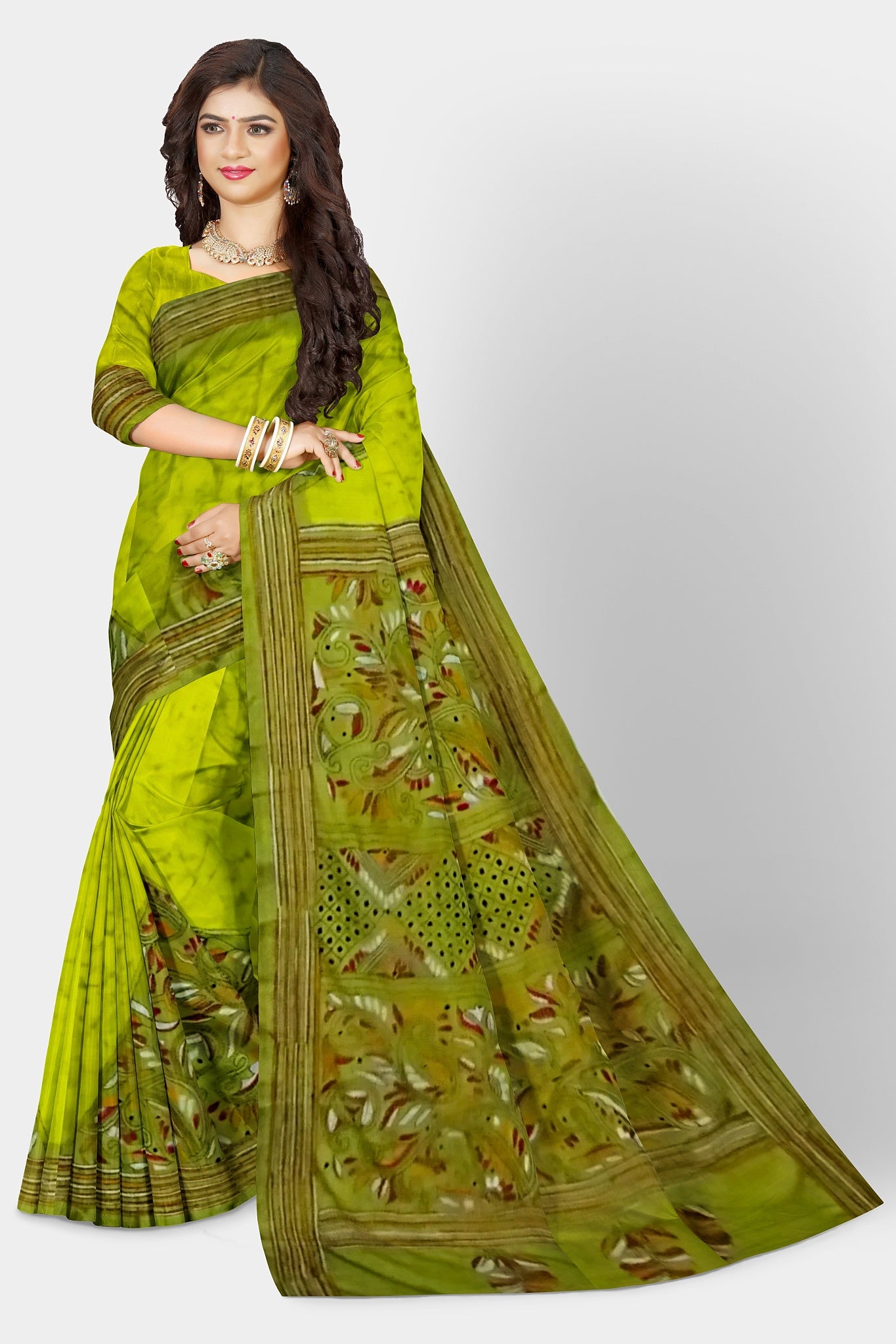 Kantha Stitch: Stylish Blended Silk Batik Saree showcasing Traditional Artistry in Modern Indian Fashion with BP