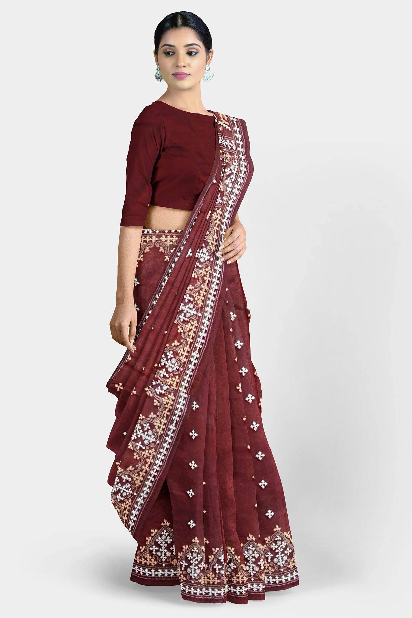 Gujrati Stitch: Stylish Blended Silk Saree showcasing Traditional Artistry in Modern Indian Fashion with BP