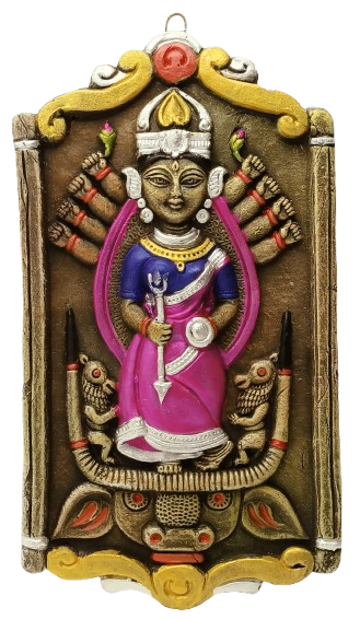 Terracotta Maa Durga Ma Dura Sherawali Maa Wall Hanging Showpiece.