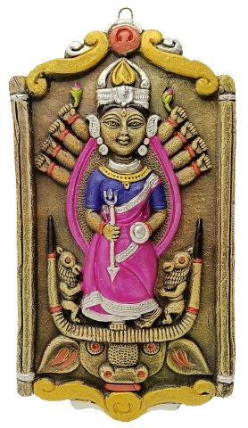 Terracotta Maa Durga Ma Dura Sherawali Maa Wall Hanging Showpiece.