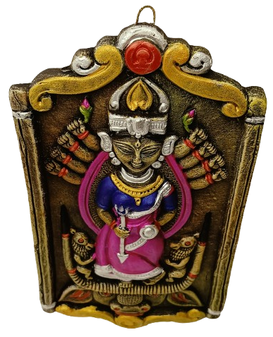Terracotta Maa Durga Ma Dura Sherawali Maa Wall Hanging Showpiece.