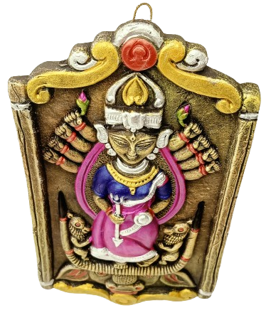 Terracotta Maa Durga Ma Dura Sherawali Maa Wall Hanging Showpiece.