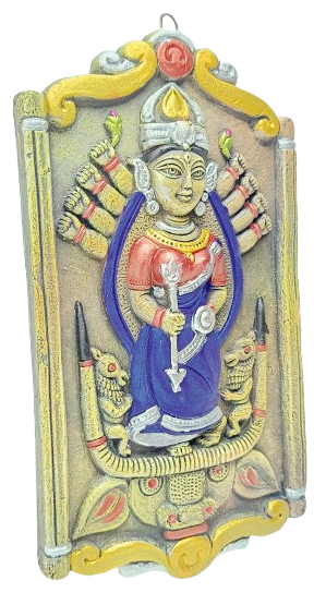 Terracotta Maa Durga Ma Dura Sherawali Maa Wall Hanging Showpiece.
