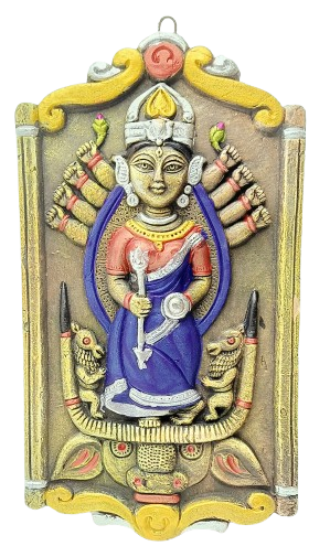 Terracotta Maa Durga Ma Dura Sherawali Maa Wall Hanging Showpiece.