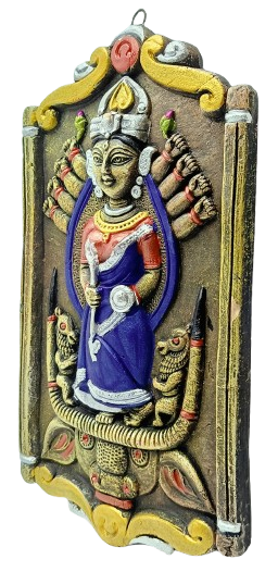 Terracotta Maa Durga Ma Dura Sherawali Maa Wall Hanging Showpiece.