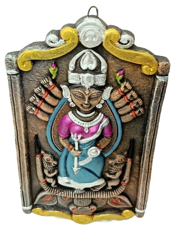 Terracotta Maa Durga Ma Dura Sherawali Maa Wall Hanging Showpiece.