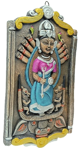 Terracotta Maa Durga Ma Dura Sherawali Maa Wall Hanging Showpiece.