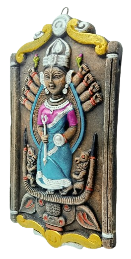 Terracotta Maa Durga Ma Dura Sherawali Maa Wall Hanging Showpiece.