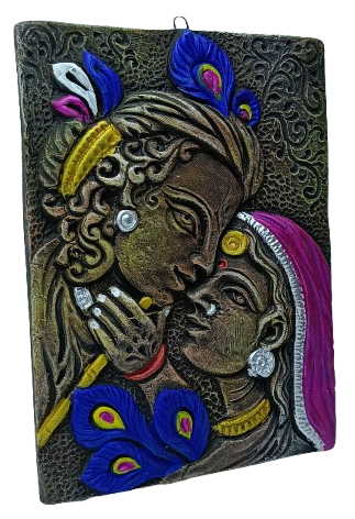 Divine Terracotta Radha Krishna Wall Hanging - Handcrafted Indian Art by Mukherjee Handicrafts