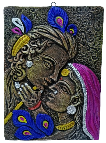 Divine Terracotta Radha Krishna Wall Hanging - Handcrafted Indian Art by Mukherjee Handicrafts