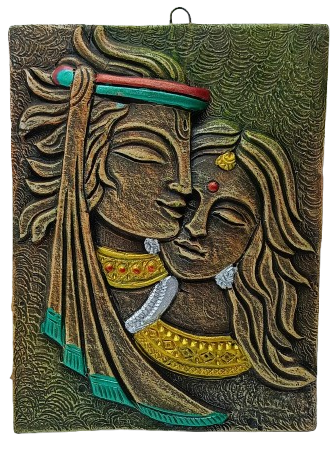 Divine Terracotta Radha Krishna Wall Hanging - Handcrafted Indian Art by Mukherjee Handicrafts