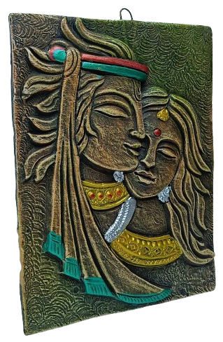 Divine Terracotta Radha Krishna Wall Hanging - Handcrafted Indian Art by Mukherjee Handicrafts