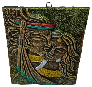 Divine Terracotta Radha Krishna Wall Hanging - Handcrafted Indian Art by Mukherjee Handicrafts