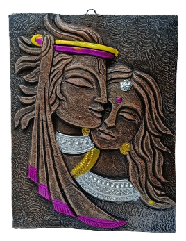 Divine Terracotta Radha Krishna Wall Hanging - Handcrafted Indian Art by Mukherjee Handicrafts