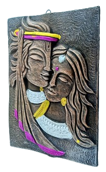 Divine Terracotta Radha Krishna Wall Hanging - Handcrafted Indian Art by Mukherjee Handicrafts