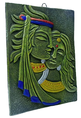 Divine Terracotta Radha Krishna Wall Hanging - Handcrafted Indian Art by Mukherjee Handicrafts