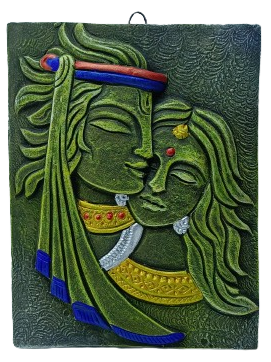Divine Terracotta Radha Krishna Wall Hanging - Handcrafted Indian Art by Mukherjee Handicrafts