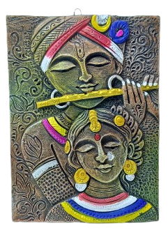 Divine Terracotta Radha Krishna Wall Hanging - Handcrafted Indian Art by Mukherjee Handicrafts