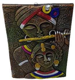 Divine Terracotta Radha Krishna Wall Hanging - Handcrafted Indian Art by Mukherjee Handicrafts