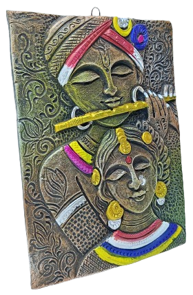 Divine Terracotta Radha Krishna Wall Hanging - Handcrafted Indian Art by Mukherjee Handicrafts