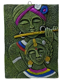Divine Terracotta Radha Krishna Wall Hanging - Handcrafted Indian Art by Mukherjee Handicrafts