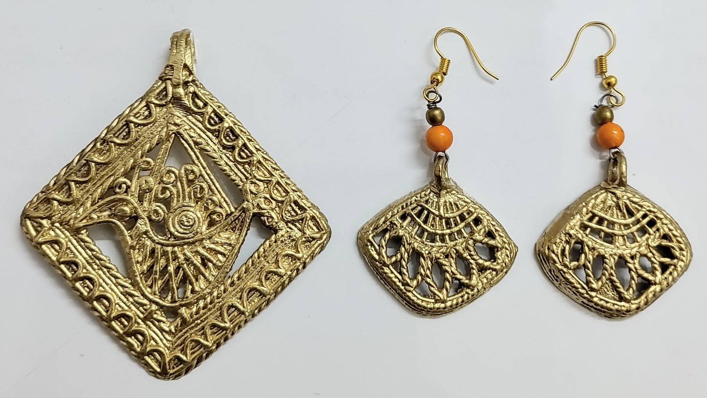 Dokra Dhokra Ethnic Collection of Brass Dokra Pendant Jewellery for Women'