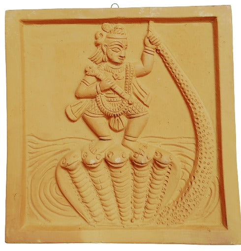 Terracotta Wall Hanging Showpiece for Home Décor Krishna Kaliya Daman