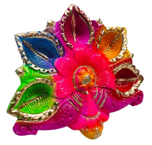 Color Terracotta/Earthen Clay Decorative 5 Diwali Diya Decorative Tray Puja