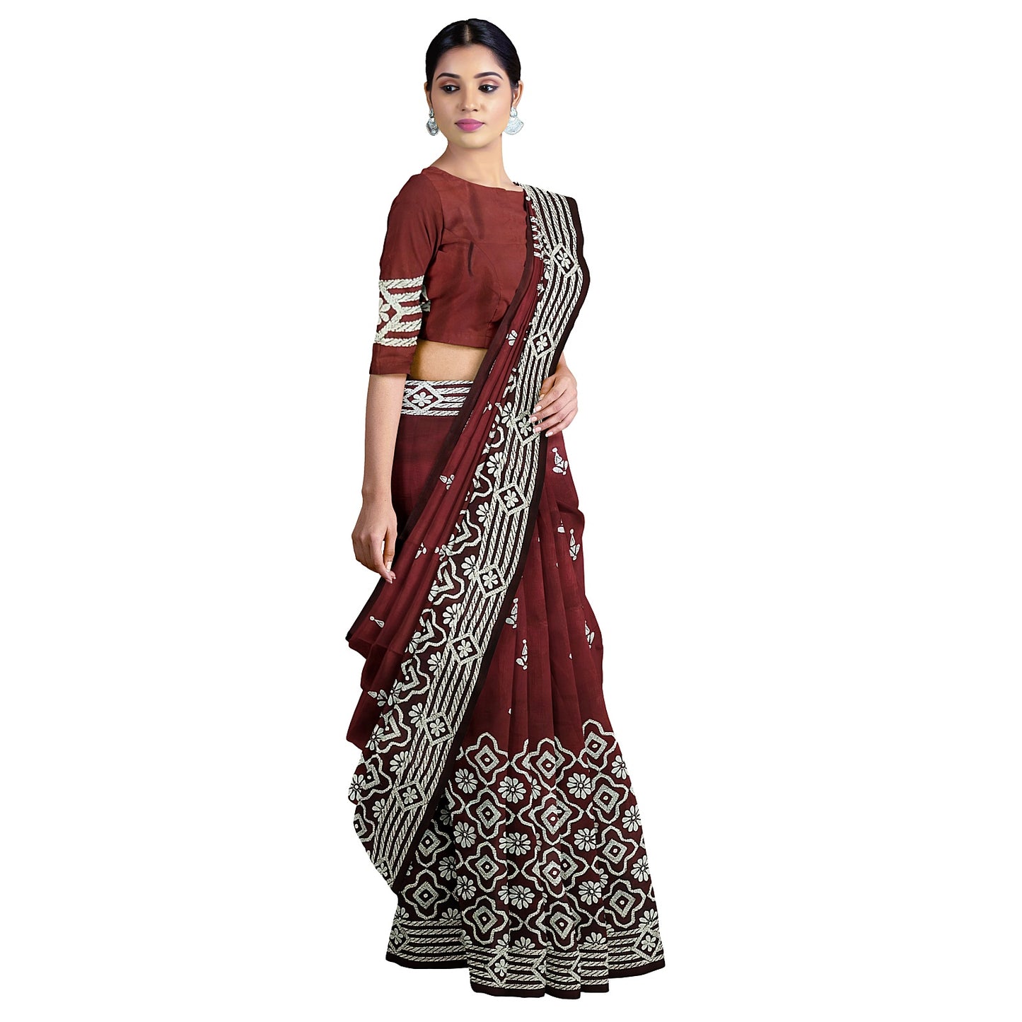 Kantha Stitch: Stylish Blended Silk Saree showcasing Traditional Artistry in Modern Indian Fashion with BP