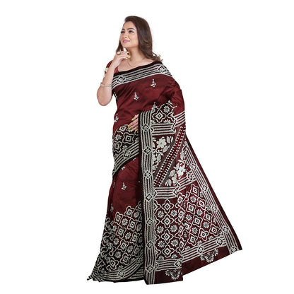 Kantha Stitch: Stylish Blended Silk Saree showcasing Traditional Artistry in Modern Indian Fashion with BP