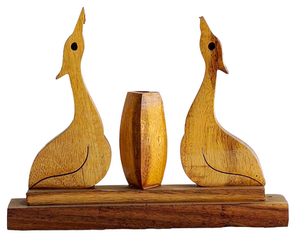 Handmade Wooden Swan Bird Candle Holder Showpiece | Decorative Wooden Tabletop Candle Stand | Ethnic Wooden Home Decor Item for Living Room & Office