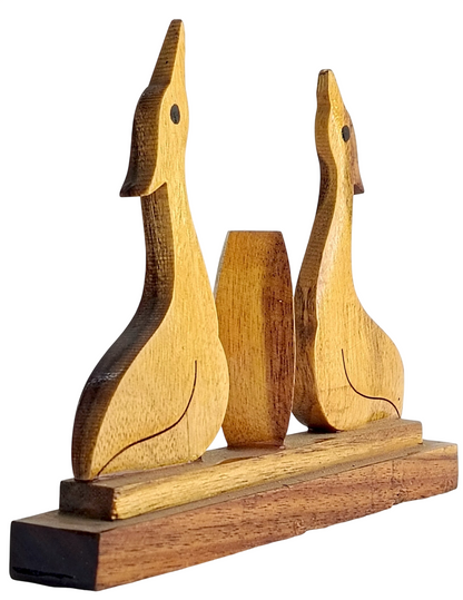Handmade Wooden Swan Bird Candle Holder Showpiece | Decorative Wooden Tabletop Candle Stand | Ethnic Wooden Home Decor Item for Living Room & Office
