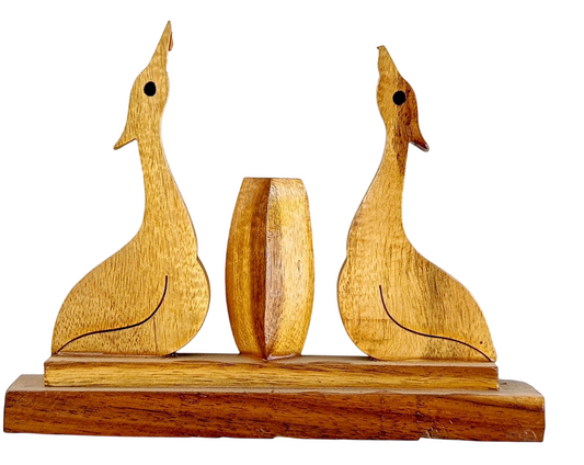 Handmade Wooden Swan Bird Candle Holder Showpiece | Decorative Wooden Tabletop Candle Stand | Ethnic Wooden Home Decor Item for Living Room & Office