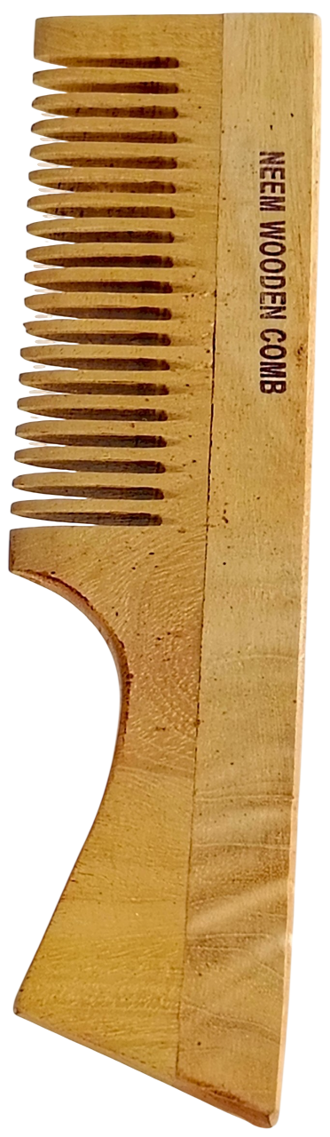 Neem Wooden Hair Comb for Men & Women | Natural Anti-Dandruff Wide Tooth Comb | Handmade Neem Wood Scalp Massage Comb | Eco-Friendly Hair Care Comb