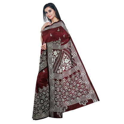 Kantha Stitch: Stylish Blended Silk Saree showcasing Traditional Artistry in Modern Indian Fashion with BP