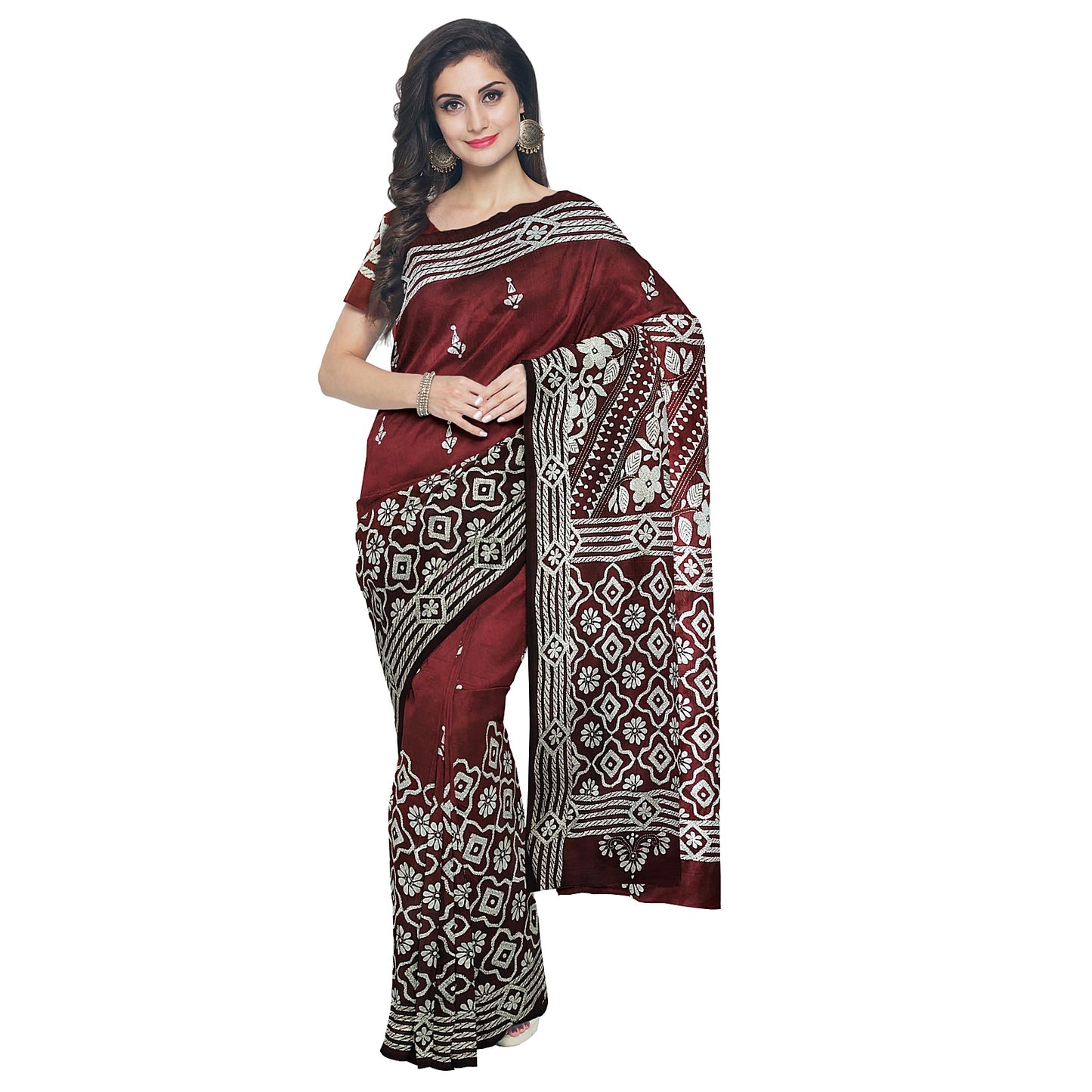 Kantha Stitch: Stylish Blended Silk Saree showcasing Traditional Artistry in Modern Indian Fashion with BP