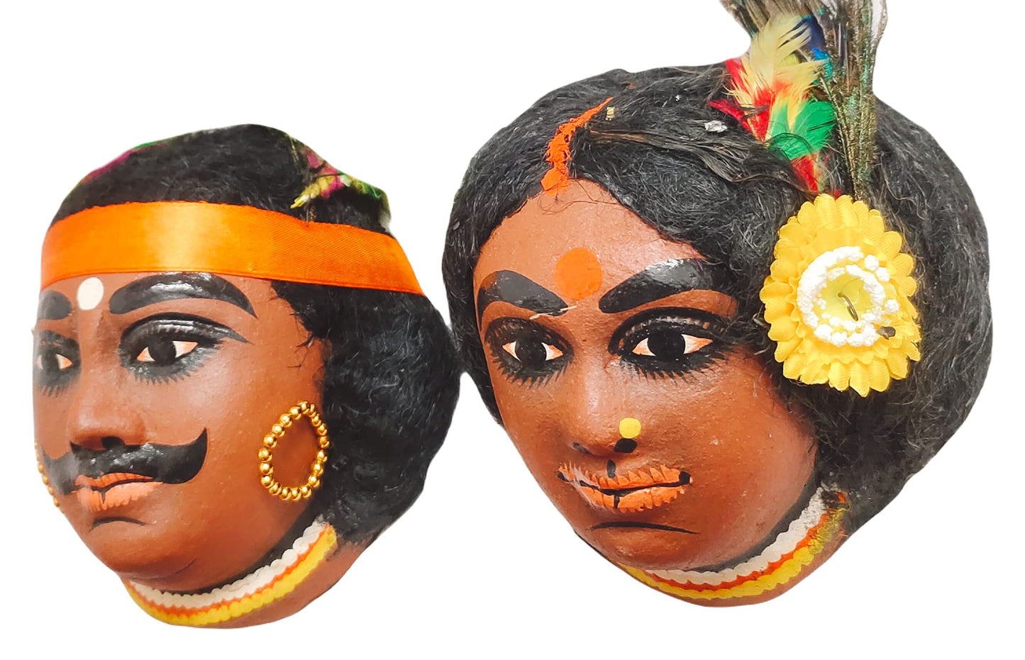 Tribe Couple Chhau Mask | Hand Made Product | Decorative Showpiece & Wall Hanging |Size - Large 1