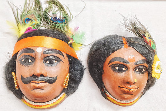 Tribe Couple Chhau Mask | Hand Made Product | Decorative Showpiece & Wall Hanging |Size - Large 1