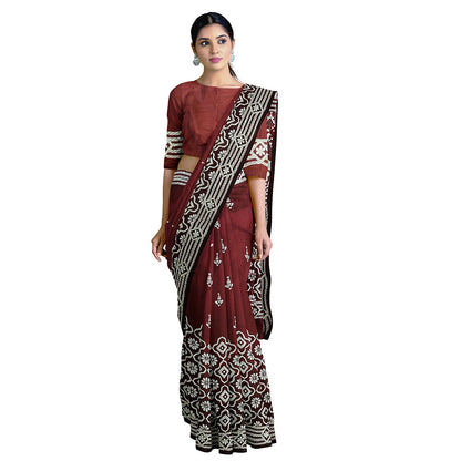 Kantha Stitch: Stylish Blended Silk Saree showcasing Traditional Artistry in Modern Indian Fashion with BP