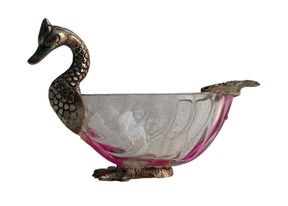 Antique German Silver Peacock-Shaped Serving Bowl – Elegant and Functional for Royal Gatherings