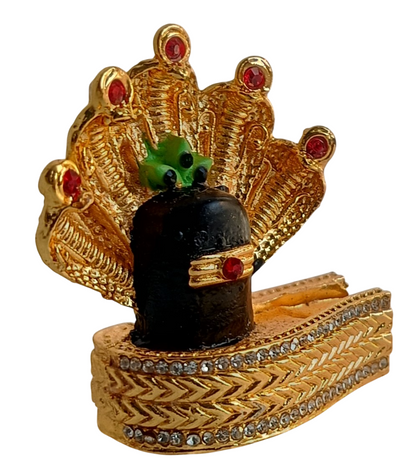 Antique Lord Shiva Shivling with Coiled Snake Statue – Decorative Showpiece for Home and Office