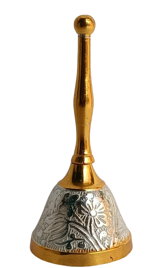 Antique German Silver Pooja Bell – Sacred and Elegant for Spiritual Rituals