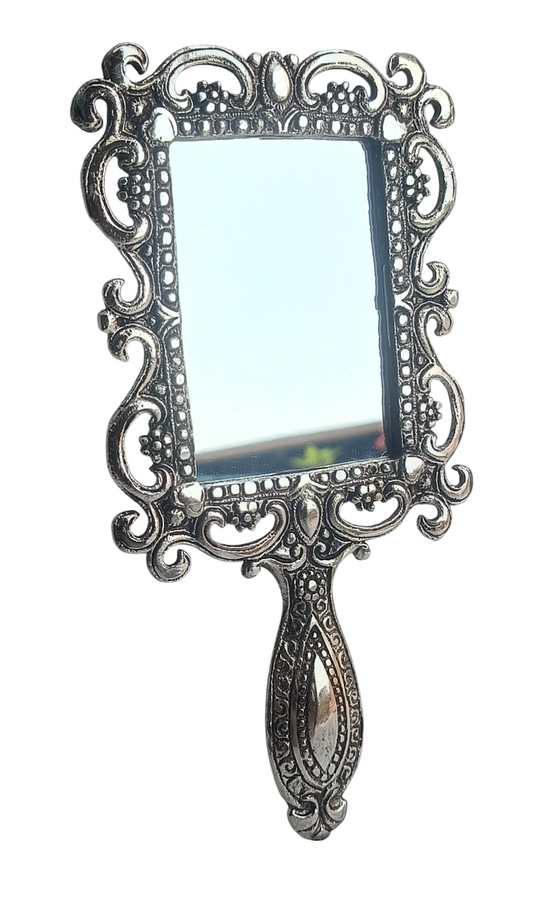 German Silver Hand Mirror – Traditional Decorative Mirror