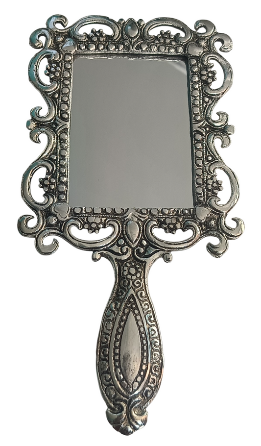 German Silver Hand Mirror – Traditional Decorative Mirror
