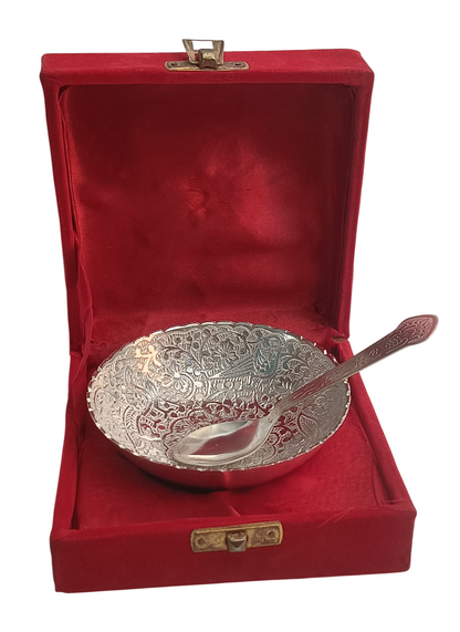 Antique German Silver Plated Bowl and Spoon Set – Timeless Elegance for Dining and Decor